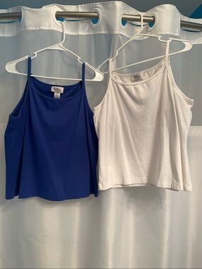 One Hanes Place Blue and White Women's Tank Tops - Pack of 2